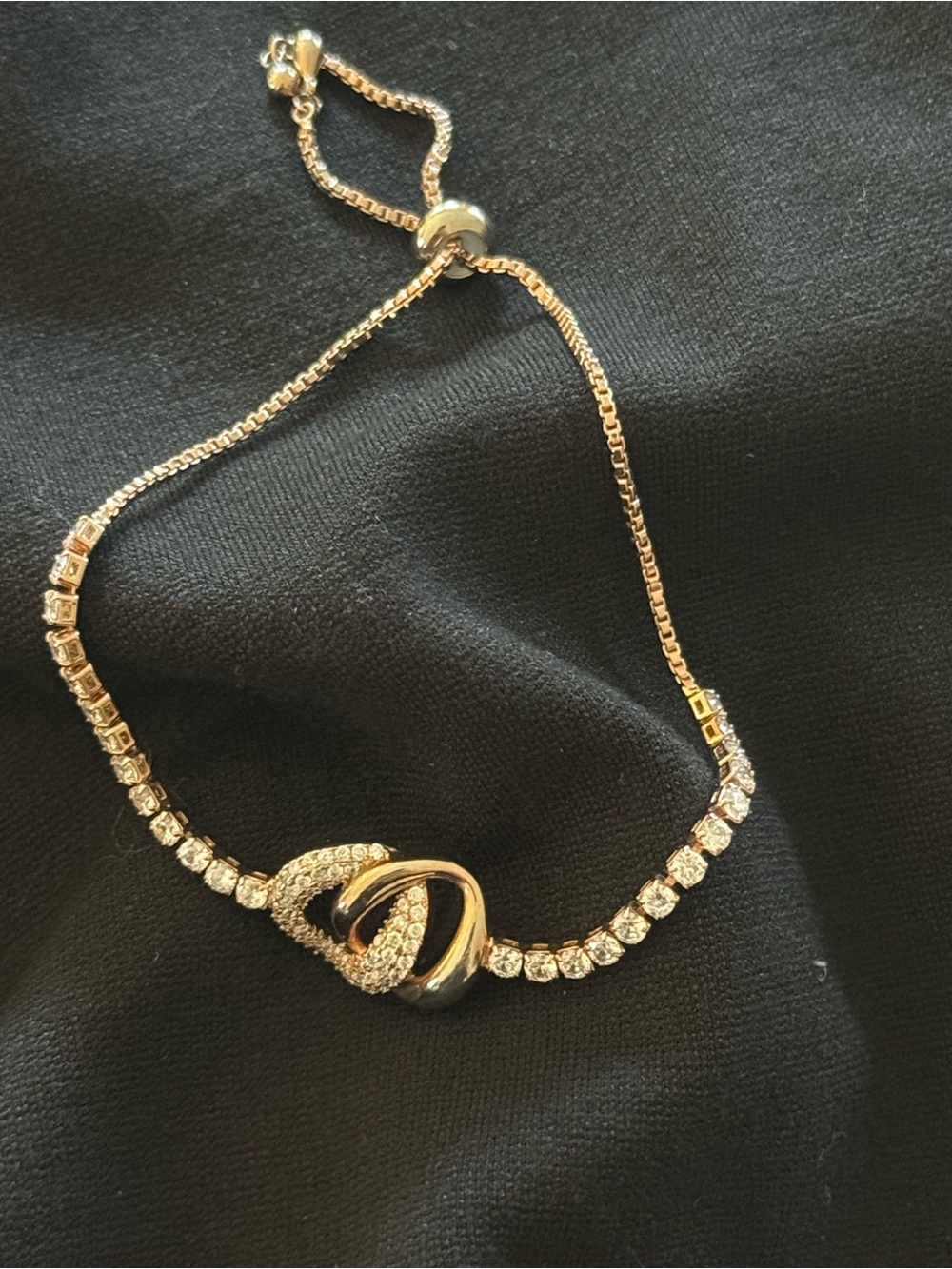Rose Gold-Tone Knot Crystal Tennis Bracelet - Women's Jewelry